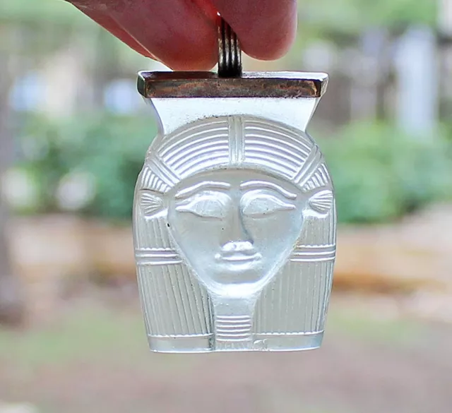 Vtg 1976 Metropolitan Museum of Art Crystal King Tut Pendant Sterling Silver 925