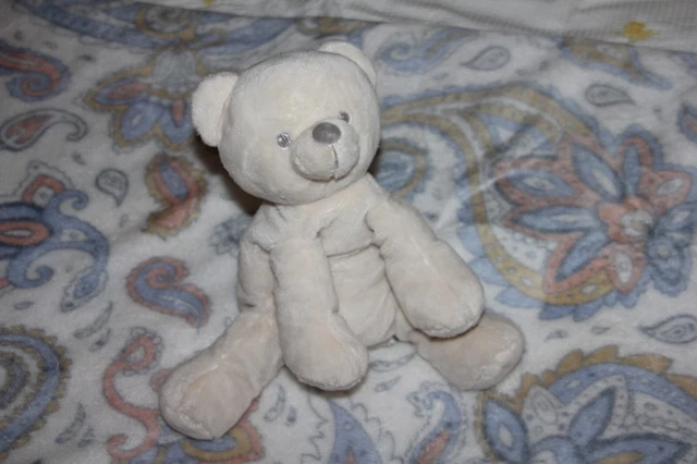 Doudou Tex  Baby Ours Blanc  Beige  Creme Nez Gris  Musical