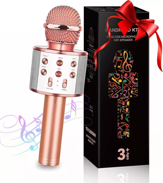 Or rose) Microphone pour enfants pour chanter, microphone de karaoké  Bluetooth sans fil pour adultes, machine de karaoké portable, jouets pour  garçons et filles, cadeau pour une fête d'anniversaire 