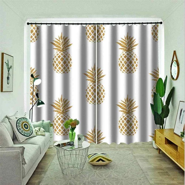 POPULAR AND SIMPLE pineapple mark Printing 3D Blockout Curtains Fabric ...
