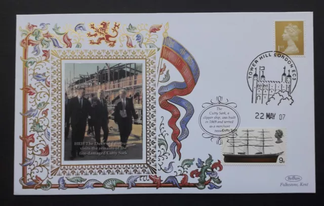 2007 Duke of Edinburgh visits the Cutty Sark - Benham silk souvenir cover