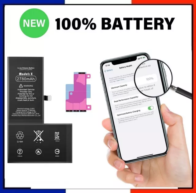 Batterie IPhone X XS XR 11 12/12 PRO/13 PRO MAX/14 PLUS identique original