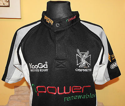 Ospreys Gallois Rugby Union Kooga Noir Chemise Garçons Taille LB