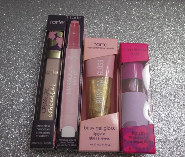 (4) Tarte items -Maracuja Juicy Lip Balm, Lip Sip, Busy Gal Gloss & Concealer