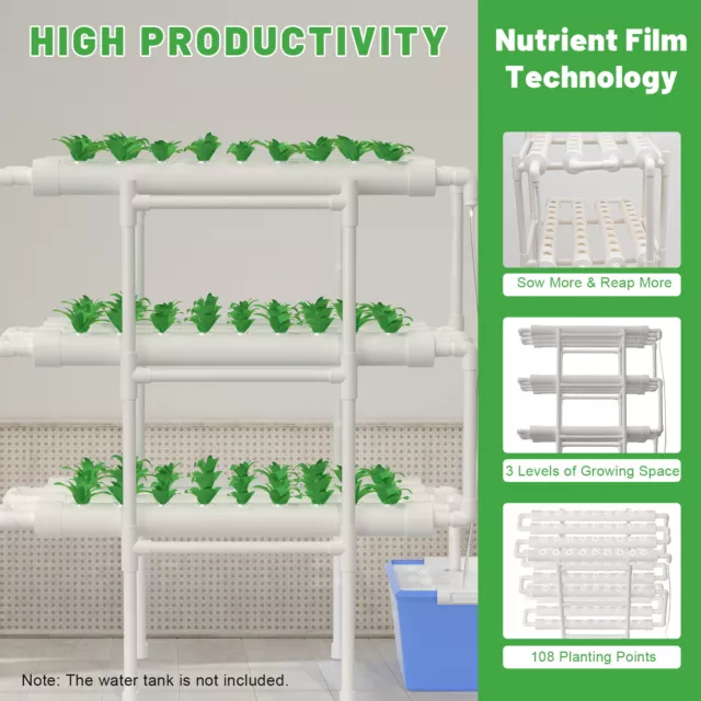 Hydroponic System Grow Kit 108 Plant Locations Plant Vegetables Hydro 3-Layer