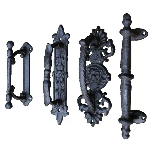 Large Cast Iron Gate Barn Shed Pull Door Handle Antique Cupboard Decor Black