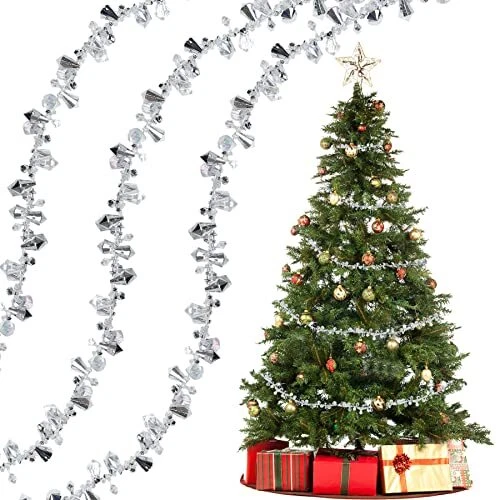 Christmas Tree Crystal Beads Garland,19.7 Feet Iridescent Silvery