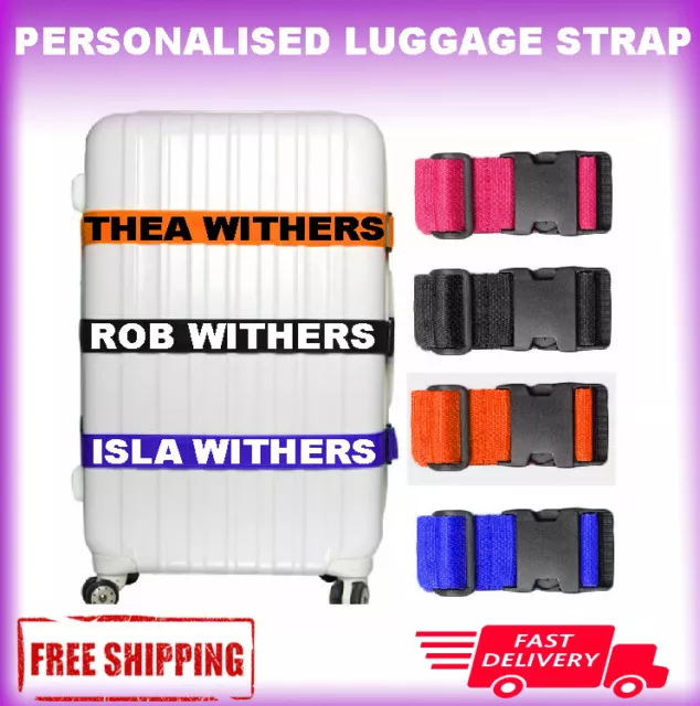 Personalised Luggage Strap Suitcase Printed Safe Luggage Belt 5cm wide