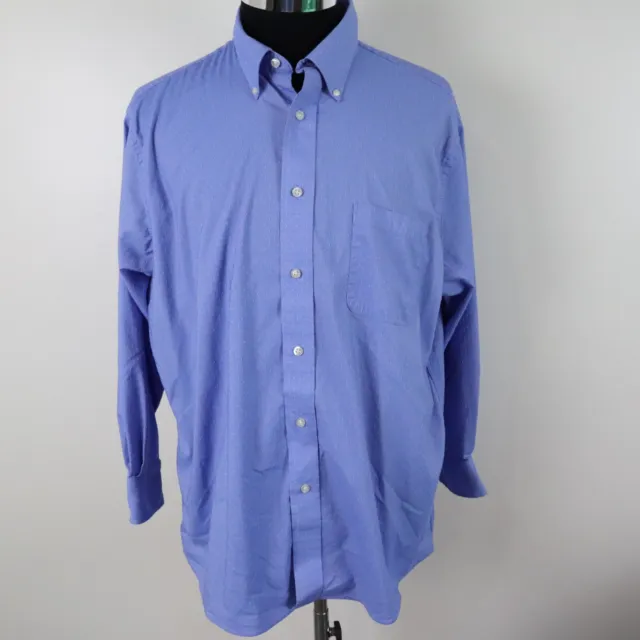 Chaps Shirt Mens 17.5 32-33 Button Down Blue Regular Fit Long Sleeve