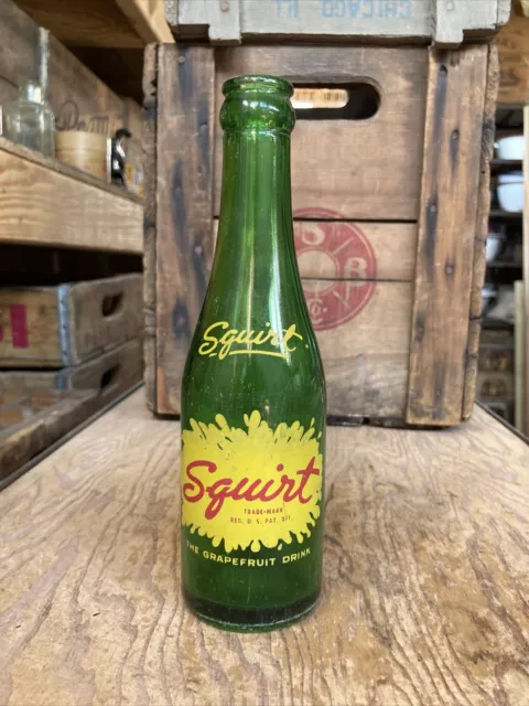 Vintage 7oz. Squirt Soda Pop Green Bottle Benson Minnesota 1947