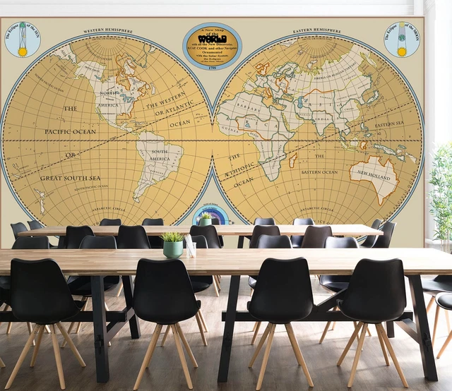 3D GOLDEN WORLD Map I4002 Wallpaper Mural Self-adhesive Removable ...
