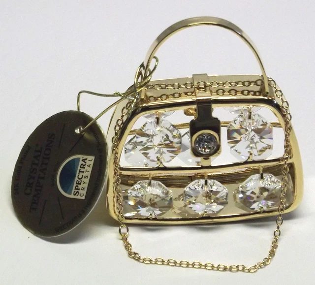 G 3816 Purse Oro Bolso de Mano Piedra Swarovski Cristal 24 Quilates Cristal 7 CM