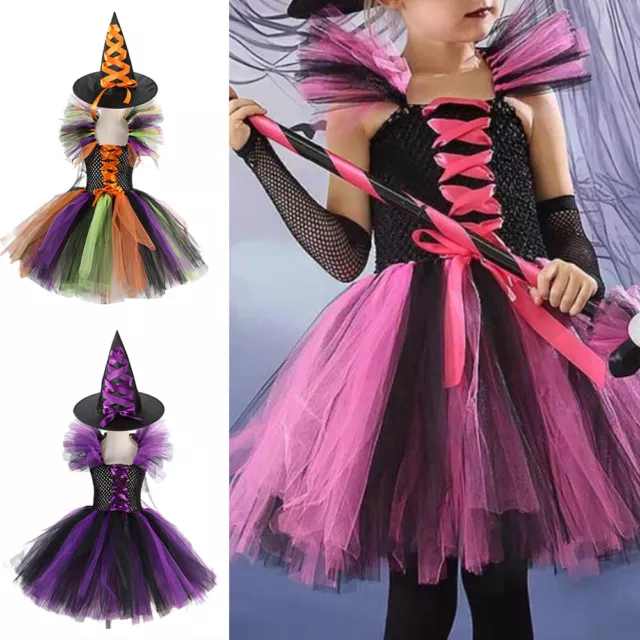 Costume Da Strega Stella Bambina Con Cappello Arcobaleno A Punta/Vestito -