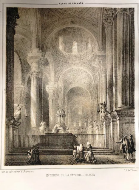 JAÉN ,CATEDRAL,Litografía original de Parcerisa 1839-1865