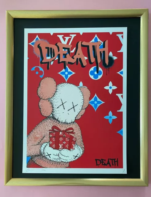 DEATH NYC Hand Signed LARGE Print Framed 16x20in COA POP ART KAWS GIFT