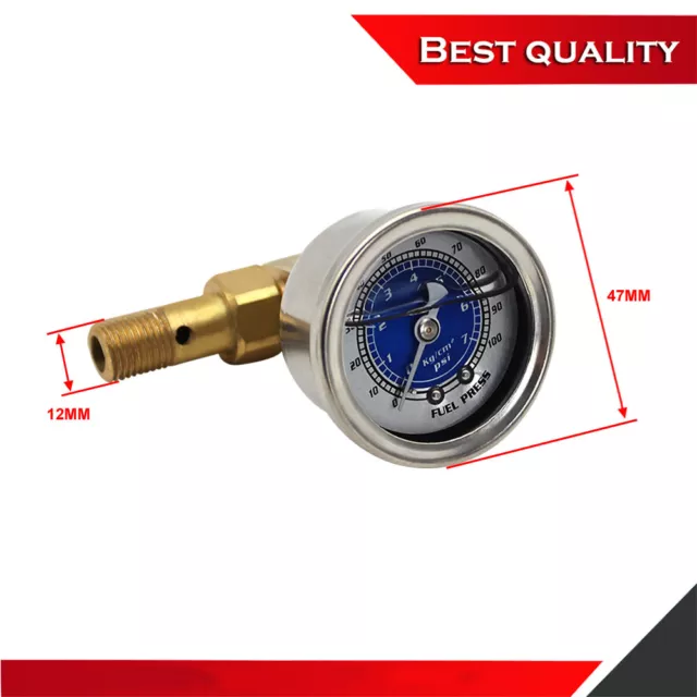 1.5" Liquid Filled Fuel Pressure Gauge 0-100 psi 1/8 NPT Kit Suits Honda Acura