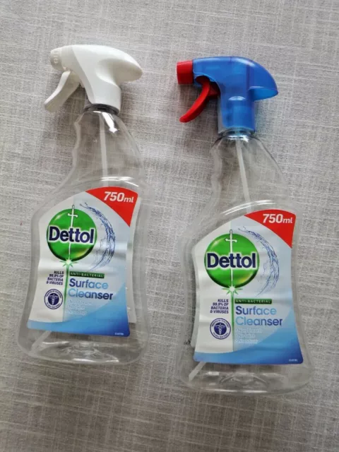 2 x Dettol Trigger Spray Bottles 750 ml Empty - Ideal for refilling.