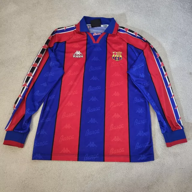 Vintage Barcelona Shirt Medium Red Blue Home Kit 1995 1996 1997 Kappa