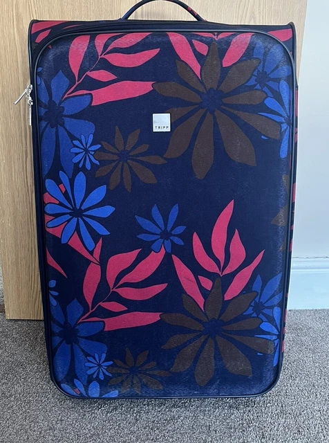 TRIPP LUGGAGE FLORAL Large Zip Wheeled Pink Blue Fabric Suitcase 39.99 PicClick UK