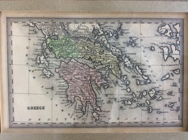 Antique Map of Greece(19th century) hand colored