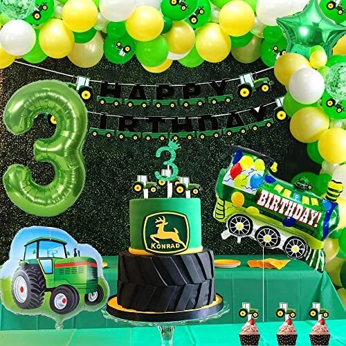 Bemoseng Vaisselle Anniversaire 2 Ans Garçon Tracteur - Set Complet 129 Pièces Décoration Ferme