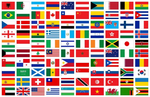 3" W World International Traveling Country Flag Waterproof Vinyl Sticker Art