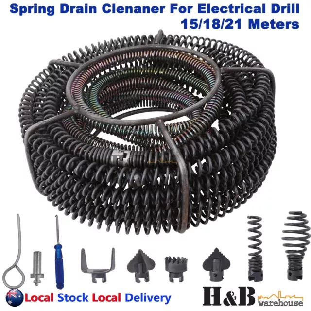 21M+2.5M Plumber Drain Snake Pipe Cleaner Pipeline Sewer add 10 Drill Bit Tool 2