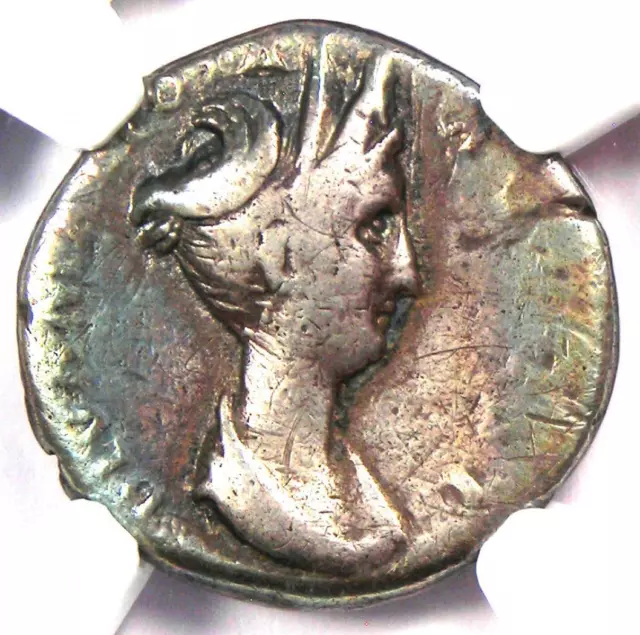 Marciana AR Denarius Silver Coin 105-112 AD - Certified NGC Fine - Rare!