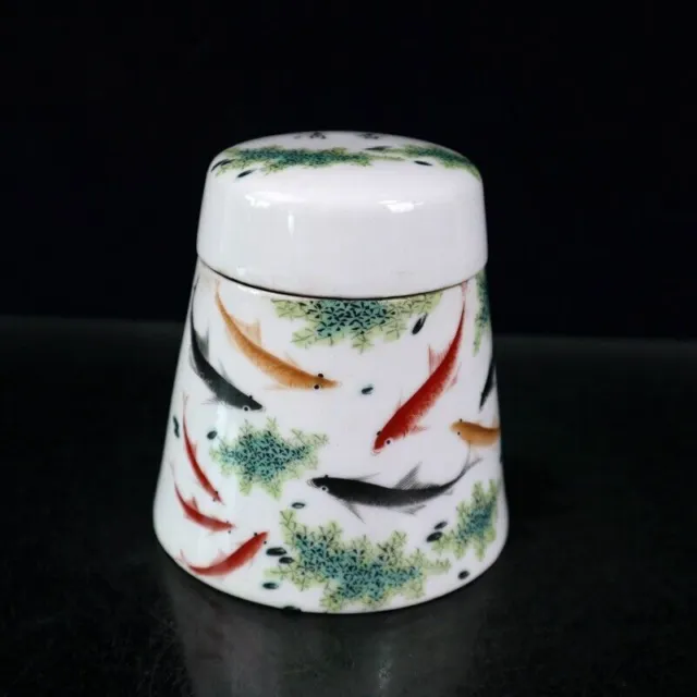 we16 Old Chinese powder color porcelain fish pattern jar pots  Z