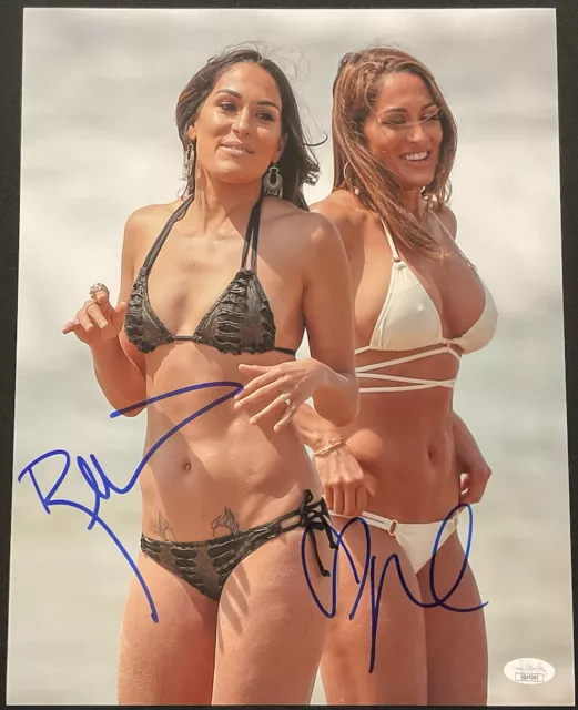 NIKKI BRIE BELLA TWINS Signed Autographed 11x14 Photo Wrestling WWE JSA QQ45392