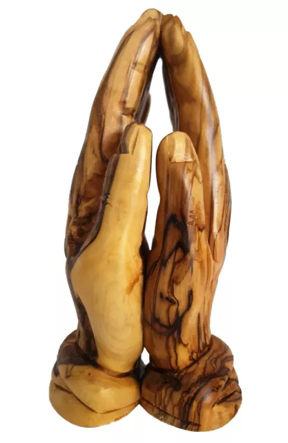 Rezando Manos 20CM de Pie Madera Olivo Escultura Figura Oración Armonía