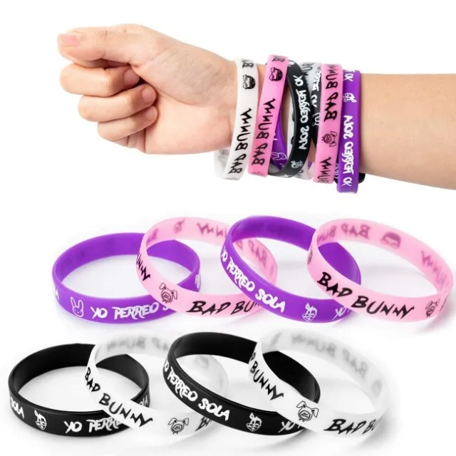 BAD BUNNY Bracelet/Silicone Wristbands, Rubber Bands, (Set of 4) assorted colors