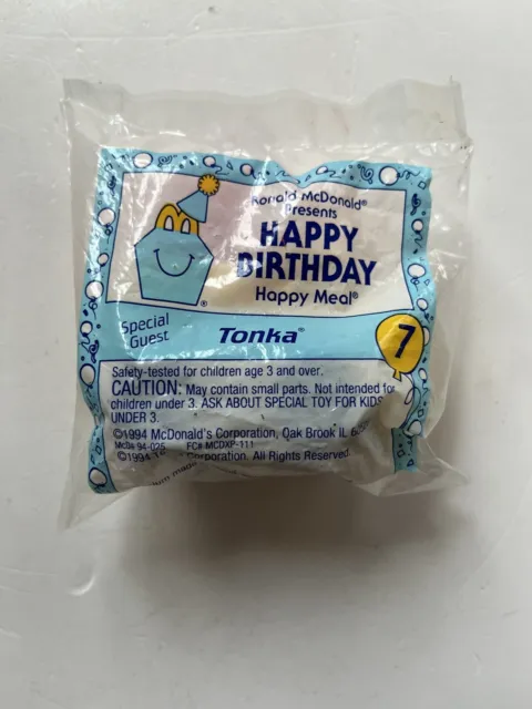 McDonalds 1994 "HAPPY BIRTHDAY" "TONKA" #7 Happy Meal Toy Sealed New