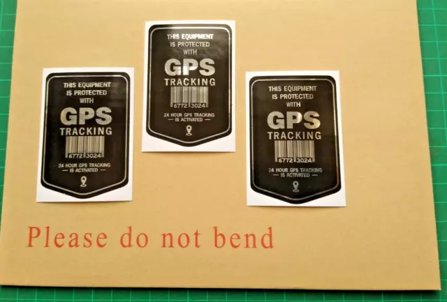 3 Equipment GPS Tracking Stickers Self Adhesive  Polished Mirror Silver,  Black