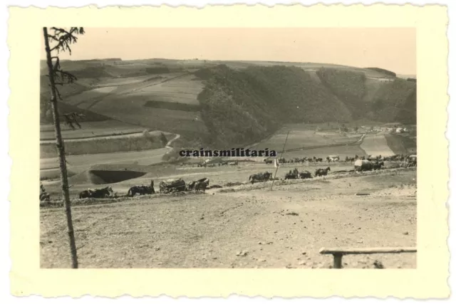 Orig. Foto Vormarsch 3.ID an Westwall Bunker über Grenze Luxemburg Ardennen 1940