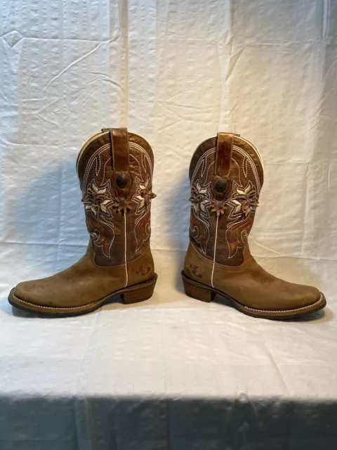 TOMBSTONE ARENA QUEEN Brown Leather Pony Hair Lace Up Cowboy Boots