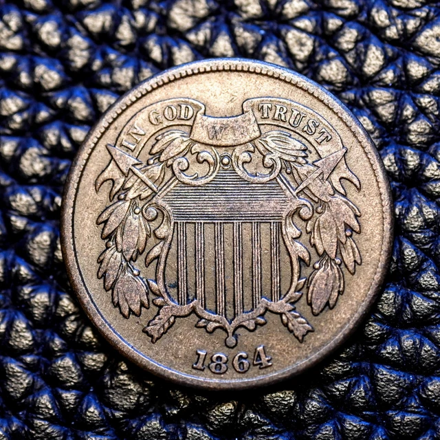 (ITM-4613) 1864-P 2 Cent Piece ~ Very Fine+ (VF+) Condition  ~ SHIPS FREE!