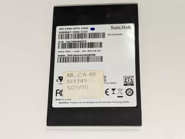 SanDisk 256GB Z400s SSD SATA 2.5" Internal Solid State Drive SD8SBAT-256G-1122