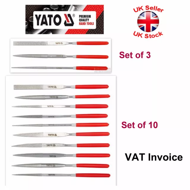 Yato Professional Diamond Needle File Set of 3 or 10 pcs YT-6143 YT-6144