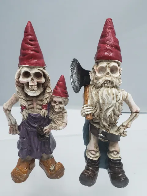 Dwarf Skeleton Family Statue Figurine Halloween Ornament Home Fairy Garden Decor