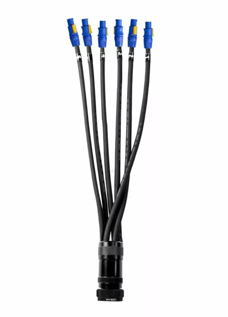 5 ft Breakout Cable Snake SOCAPEX 19 Pin to 6 PowerCON A (Blue) Connectors