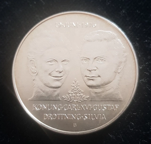 Mds Schweden 50 Kronen 1976 "Hochzeit Carl Gustaf Und Silvia", Silber  #P