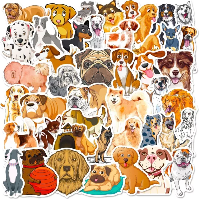 Fun Dog Stickers 50 Pcs Cartoon Animals Creative DIY Laptop Luggage Vinyl Wat...