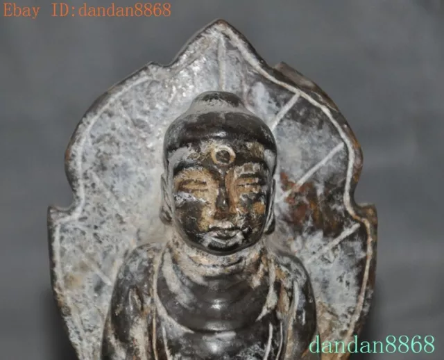 7" Chinese Hongshan Culture Old jade Carved Shakyamuni Buddha The statue 2