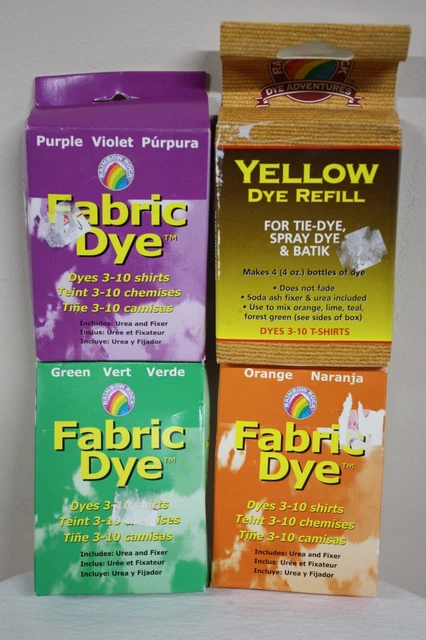 Lote de 4 kit de tinte sin tela Rainbow Rock púrpura verde naranja amarillo