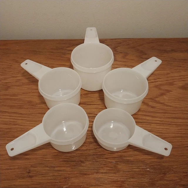 SET OF 5 Vintage Tupperware Nesting Measuring Cups Sheer White
