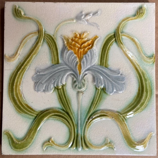 Antique -Art Nouveau- European - Majolica Tile C1900