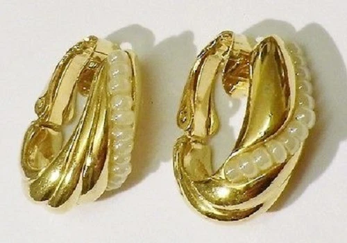 Perle à Clipser Boucles D'oreilles Vintage, Boucles D Vintage Boucles Doreilles Fleurs Or Jaune