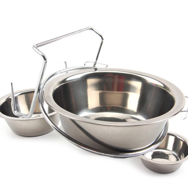 2 PCS DOG Kennel Water Dispenser Crate Tray Stainless Steel £9.65