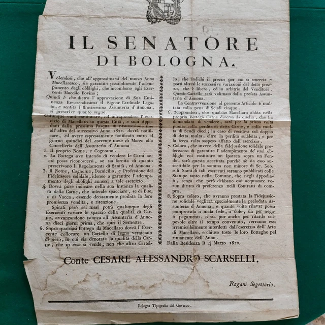 Bologna 1820 Regole Per Le Macellerie Della Citta'